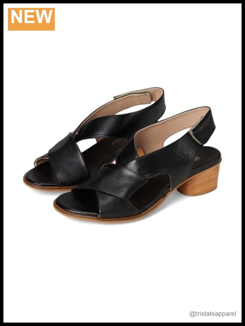 Leather block heel sandals with slingback